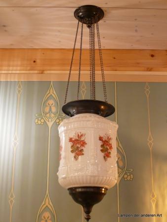 restaurierte Jugendstil Kettenzuglampe für Kerzen
