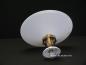 Preview: Jugendstil Deckenlampe mit Porzellanfuß und flachem weißem gebrauchten Kegelschirm Griffrand 6cm 1xE27/60W, von unten