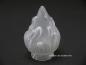 Preview: 2-er Set Jugendstil Lampenschirm gebraucht, stumpf satiniertes Glas, stilisierte lodernde Flamme, Nostalgie Ersatzglas D: ca.8cm, H: ca.12cm, Griffrand Glashalter 6cm - gemessen 5,7cm, einzeln stehend