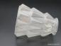 Preview: Art Deco Lampenschirm gebraucht, Glas satiniert grau, gestuft, D: 10cm, H: 12cm, Griffrand 6cm liegend Detail Riss am oberen Rand