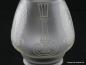 Preview: Jugendstil Lampenschirm gebraucht, Klarglas satiniert, Zapfenform einmal gestuft, Dekor zeittypische geätzte Motive in zweifachem Rapport, Nostalgieglas, Ersatzschirm, D: 11cm, H: 16cm, Glashalter Griffrand 8cm, Detail Dekor Balluster