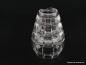 Preview: Art Deco Lampenschirm gebraucht, Klarglas, anschwellender Körper, unterer Rand eingezogen, Oberfläche Prismen geschliffen, Nostalgie Ersatzglas D: ca.11cm H: ca.16cm, Glashalter Griffrand 6cm