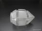 Preview: Art Deco Lampenschirm gebraucht, Glas, Prismenform, Flächen satiniert, spitz zulaufend,  D: 11cm, H: 16cm, Griff-Rand 8cm liegend