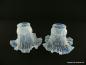 Preview: Pärchen Jugendstil Lampenschirm gebraucht, Milchglas weiß, erhabene Ornamente, eng gefalteter Schirmabschluss, Nostalgie Ersatzglas für alte Lampen, D: ca. 15cm, H: ca. 10,5cm, Glashalter Griffrand 6cm