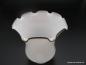 Preview: Jugendstil Lampenschirm gebraucht, Lampenglocke opal mit aufgeschmolzenem braunem Glasrand, achtfach aufgebogen, Ersatzglas D: 15,5cm, H: 16cm, Griffrand 8cm von unten
