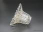 Preview: Jugendstil Lampenschirm gebraucht Klarglas, Pressglas,  D: 15cm H: 11cm , Griff-Rand 6cm liegend