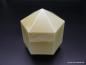 Preview: Art Deco Lampenschirm gebraucht, hellgelb, sechseckig, spitz auslaufend, Ersatzglas, D: 15cm, H: 16cm, Griff-Rand 8cm