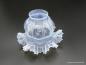 Preview: Jugendstil Lampenschirm, gestufter Blütenschirm, Glas milchig weiß, gebraucht, D: 15cm H: 11cm,  Griff-Rand 6cm