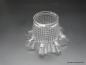 Preview: Jugendstil Lampenschirm gebraucht, Blütenform, ausgestellter gewellter Rand, Klarglas, D: 16cm, H: 9,5cm, Griff-Rand 8cm