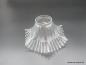 Preview: Jugendstil Lampenschirm gebraucht, Blütenform, Klarglas, geschwungener in Falten gelegter Rand, D: 17cm H: 9cm , Griff-Rand 6cm