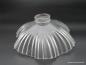 Preview: Jugendstil Lampenschirm gebraucht, breit gezogene gefaltete Wandung, satiniert grau, Glasschirm D: 24cm, H: 11cm, Griffrand 6cm