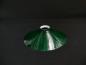 Preview: Jugendstil Lampenschirm gebraucht, Überfangglas, Kegelform dunkelgrün (flaschengrün) H=6,5cm, D=26cm, Ersatzglas, Glashalter Griffrand 6cm