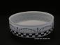 Preview: Art  Deco Lampenschirm gebraucht, Grund opal weiß, handgemaltes geometrisches Dekor in schwarz und rot, antiker Ersatzschirm D: ca.26cm, H: ca.11cm, Griffrand 6cm - gemessen 6cm, mit Perlfransenrand, von unten