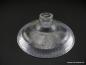 Preview: Lampenschirm gebraucht, Klarglas, gerillte Wandung, gezackter Abschlussrand, Pressglas, Nostalgie Ersatzglas, D: ca. 27cm, H: ca.11cm, Glashalter Griffrand 6cm, kleine Glasfehler innen zwei herstellungsbedingte Glasklekse