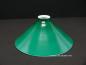 Preview: Jugendstil Lampenschirm, antikes hochwertiges Überfangglas, innen weiß, außen grün, Kegelform, Nostalgie Ersatzschirm, D: ca. 26,5cm, H: ca.12cm, Glashalter Griffrand 6cm