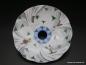 Preview: Jugendstil Lampenschirm gebraucht, Glas opal weiß, mit handgemaltem Dekor auf der Schirminnenseite, Motiv Winterlandschaft, D:27cm H:7cm, Griffrand 6cm