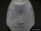 Preview: 3-er Set Jugendstil Lampenschirm gebraucht, Glas satiniert, Zapfenform, umlaufender Kerbschliff als geometrische Formen und Fächer, final Sternschliff am getrepptem Schlussteil, Nostalgie Ersatzschirm, D: ca.12cm, H: ca.16cm, Griffrand 8cm, Detail Schliff