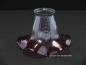 Preview: Jugendstil Lampenschirm gebraucht, antik, Klarglas, sanft gebogter roter Abschlussrand, Nostalgie Ersatzglas D: ca.15cm, H: ca.10cm, Glashalter Griffrand ø6cm - gemessen 5,7cm