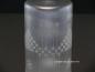 Preview: Jugendstil Lampenschirm gebraucht, antikes Glas grau satiniert, rundum mit Ätzdekor verziert, gerader Zylinder mit kurzem Dorn im Boden, Ersatzglas für alte Lampen, D: ca.8,5cm, H: ca.16,5cm, Glashalter Griffrand Ø8cm, Detail Glaseinschmelzung