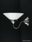 Preview: Schlichte Art Deco Wandleuchte Messing matt vernickelt, mit flachem weißem Schirm 1xE27/40W, Spiegel-Badlampe, nach oben