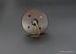 Preview: Kleine Jugendstil Deckenlampe Messing schwarz-braun 1xE27/60W von unten