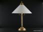 Preview: Klassische Jugendstil Sekretärlampe aus goldfarbenen  Messing mit opal weißem geradem Kegelschirm 1xE27/40W, Zugschalter Knotenkette