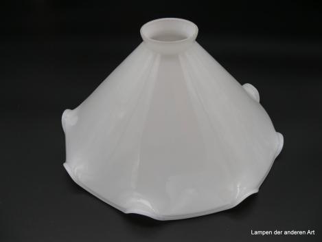 Jugendstil Lampenschirm, Kegel, opal, gelippter Rand