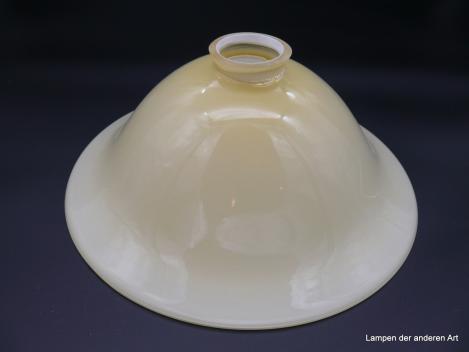 Jugendstil Lampenschirm, Glas elfenbeinfarben, ausgestellter Rand, Ersatzschirm, H: 11cm, D: 30cm, Griff-Rand: 6cm