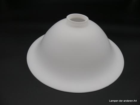 Jugendstil Lampenschirm, Glas mundgeblasen in Überfangtechnik, opal satiniert, ausgestellter Rand, Ersatzschirm, H: 11cm, D: 30cm, Griff-Rand: 6 cm