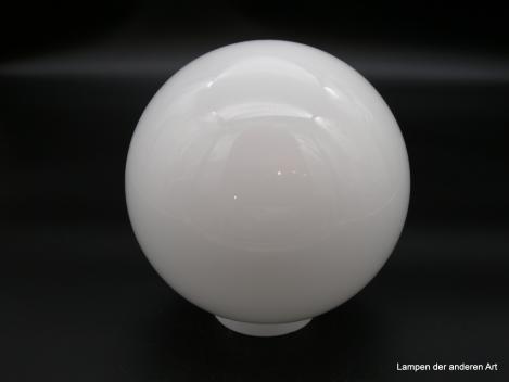 Jugendstil Lampenschirm, Glas, geschlossene Kugel weiß opal, Ersatzschirm Retro H: 20cm, D: 20cm, Glashalter Griffrand 8cm