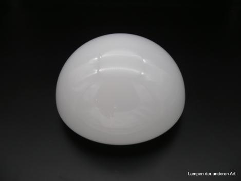 Jugendstil Lampenschirm, mundgeblasenes Überfangglas weiß opal in Pilzform, hochwertiger Ersatzschirm H: 9cm, D: 20cm, Griffrand : 15cm