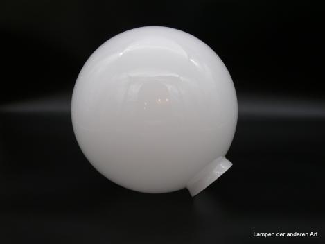 Jugendstil Lampenschirm, Glaskugel weiß opal, Ersatzlampenglas H: 25cm, D: 25cm, Glashalter Griffrand 8cm