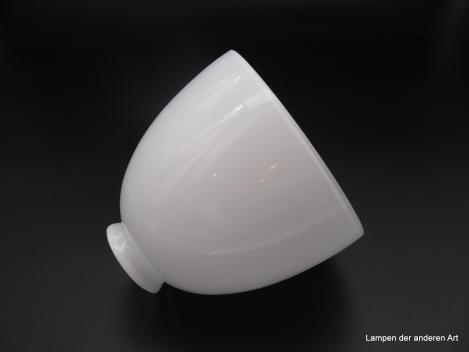 Art Deco Lampenschirm, Glockenform gerade, Überfangglas opal, Ersatzglas H: 14cm, D: 15cm, Griffrand 6 cm liegend