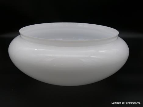 Jugendstil Lampenschirm, Kuppel, großer Pilzschirm weiß opal, glatte Wandung, Ersatzglas H: 17cm, D: 40cm, Glashalterand Griffrand 34cm von unten