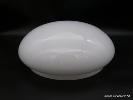 Jugendstil Lampenschirm, Kuppel, großer Pilzschirm weiß opal, glatte Wandung, Ersatzglas H: 17cm, D: 40cm, Glashalterand Griffrand 34cm