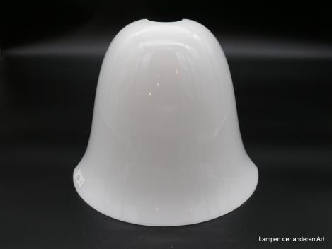 Jugendstil Lampenschirm, Halb-Schirm opal weiß, nach oben konisch geweitet, nach außen gezogener Rand, H: 21cm, D: 26cm, ohne Griffrand, Ersatzglas