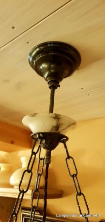 restaurierte Jugendstil Alabaster Deckenlampe- Kettenampel-Detail- Aufhängung