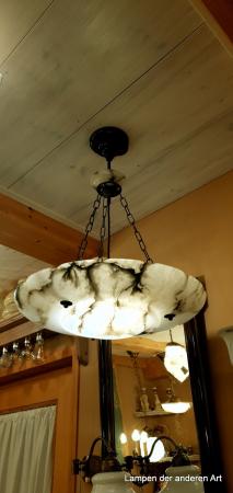 restaurierte Jugendstil Alabaster Deckenlampe- Kettenampel-1