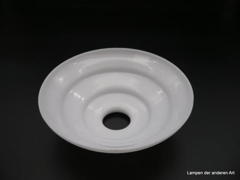 Art Deco Lampenschirm gebraucht, Glas weiß opal, Kegelform dreifach-getreppt, Nostalgie Ersatzglas D: 20cm, H: 7cm, Griffrand: 6cm von unten