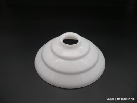 Art Deco Lampenschirm gebraucht, Glas weiß opal, Kegelform dreifach-getreppt, Nostalgie Ersatzglas D: 20cm, H: 7cm, Griffrand: 6cm
