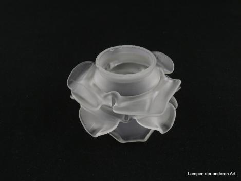 3-er Set Jugendstil Lampenschirm gebraucht, Glas grau satiniert, Nachahmung einer Rosenblüte, Blütenblätter kranzförmig am zylindrischen Körper angeordnet, Nostalgie Ersatzglas für alte Lampen, D: ca. 11cm, H: ca. 6cm, Glashalter Griffrand 6cm, einzeln