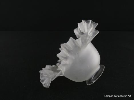 2-er Set Jugendstil Lampenschirm gebraucht, Glas grau satiniert, Schüsselform, glatte Wandung, breiter gezackter Rand, Nostalgie Ersatzglas für alte Lampen, D: ca. 19cm, H: ca. 10,3cm, Glashalter Griffrand 6cm, liegend
