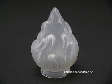 2-er Set Jugendstil Lampenschirm gebraucht, stumpf satiniertes Glas, stilisierte lodernde Flamme, Nostalgie Ersatzglas D: ca.8cm, H: ca.12cm, Griffrand Glashalter 6cm - gemessen 5,7cm, einzeln stehend