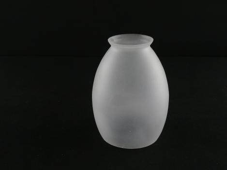 Jugendstil Lampenschirm gebraucht, Glas grau satiniert, Olivenform, glatte Wandung, Nostalgie Ersatzschirm D: 10cm, H: 13cm, Glashalter Griffrand 6cm