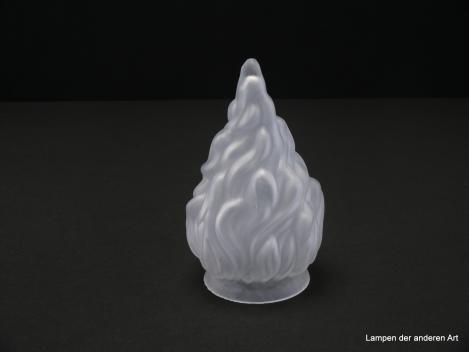 Jugendstil Lampenschirm gebraucht, antikes Glas grau satiniert, stilisierte lodernde Flamme, zapfenförmig geformt, reliefierte Oberfläche, Nostalgie Ersatzschirm D: ca.10cm, D: ca.17cm, Glashalter Griffrand 8cm