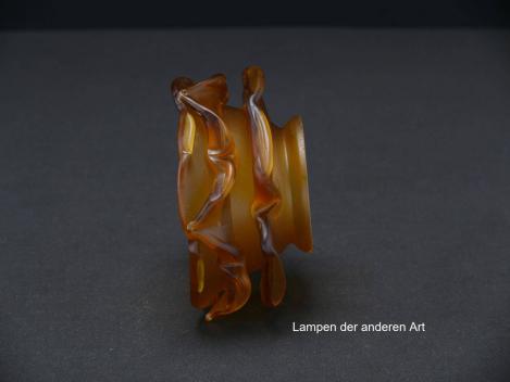 5-er Set Jugendstil Lampenschirm gebraucht, Rosenblätter, goldbraun satiniert, Form stilisierte Rosenblüte, Nostalgie Ersatzglas D: ca.10cm, H: ca.5cm, Glashalter Griffrand 6cm, einzeln seitlich