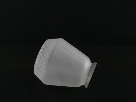 Jugendstil Lampenschirm gebraucht, Glas, satinierte Oberfläche, Wabenstruktur, geweiteter Zylinder mit eingezogenem Rand, Nostalgie Ersatzschirm D: 11cm, H: 12cm, Glashalter Griffrand 6cm, liegend