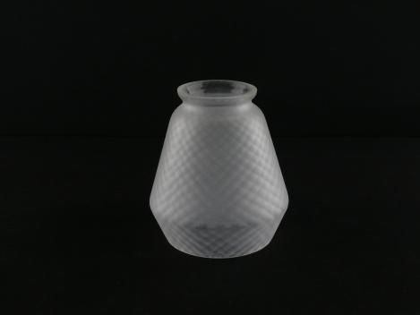 Jugendstil Lampenschirm gebraucht, Glas, satinierte Oberfläche, Wabenstruktur, geweiteter Zylinder mit eingezogenem Rand, Nostalgie Ersatzschirm D: 11cm, H: 12cm, Glashalter Griffrand 6cm