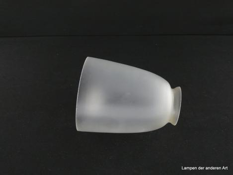 Jugendstil Lampenschirm gebraucht, Glas, stumpf satiniert, gerade Glocke, Nostalgie Ersatzglas D: 11cm, H: 14cm, Griffrand Glashalter 6cm, liegend