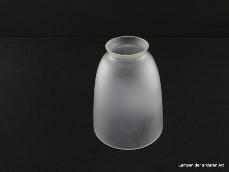 Jugendstil Lampenschirm gebraucht, Glas, stumpf satiniert, gerade Glocke, Nostalgie Ersatzglas D: 11cm, H: 14cm, Griffrand Glashalter 6cm